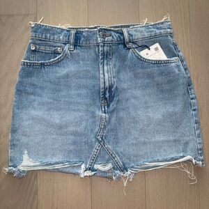 Distressed Denim Mini Skirt